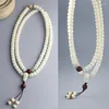 Strand Bodhi Seed 108 perles racine de Jade blanc chaînes de pull pour hommes et femmes collier Long pendentif Bracelet