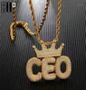 Hip Hop Iced Out Crown Bubble Letters Aangepaste Naam Kubieke Zirkoon Ketting Hangers Kettingen Voor Mannen Jewelry19790215