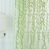 Curtain Leaf Printing Transparent Screen Green Tulle Sheer For Home Decoration French Window