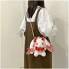 Bunny Lolita Shoulder Bag Cute Bunny Bag Messenger Bag Plush Lace Purse Bows Rabbit Doll Handbag Shoulder Bag 240201