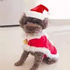 ATUBAN Pet Christmas Costume Cat Santa Outfit Small Dog Xmas Hat with Cloak Set Cat Year Apparel Cat Costumes 240130