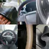 Capas de volante DIY capa de couro genuíno mão-costurada trança respirável design carro universal diâmetro 38cm