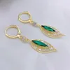 Dangle Earrings 2024 Fashion Shining Zircon Green Leaf Ear Buckle Light Luxury High Style Versatile