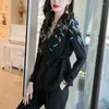 Women's Suits Female Coats And Jackets Black Blazers Outerwear Long Slim Jacket Dress Over Printing Clothing Winter Trend 2024 Fashion