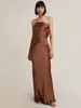 Casual Dresses Backless Cut Out Long Women Solid Color Strapless Bodycon Dress Wedding Party Sexy Elegant Female Summer