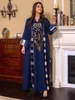 Etnische kleding Elegante casual bloemenborduurwerk Patchwork Lange jurken Vintage contrasterende kleur Kaftan Ramadan Gulf Abaya's voor dames