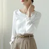 Camicette da donna Camicie di raso Seta Solido Casual Allentato Primavera/Estate Abbigliamento da donna MODA Maniche lunghe Top bianchi