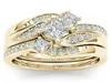 2020 New Twopiece Ring 925 Sterling Silver Gold Plated Diamond Couple Set Wedding Ring Valentine039s Day Gift1364351