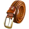 Luxury Genuine leather braided belt man Fashion men belts Quality cow skin with faux leather waist strap male for jeans W 3.3 cm 240202