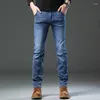 Männer Jeans Marke Frühling Herbst Gerade Bein Stretch Mid-taille Bequeme Baumwolle Denim Hosen Casual Hosen