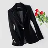 Costumes pour femmes Femme élégante tempérament mince vêtements d'extérieur grande taille dame blazer manteaux femmes 2024 printemps automne noir or velours costume veste