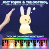 Veilleuses veilleuse pour chambre d'enfants lampe lapin cadeaux pour crèche filles garçons enfant en bas âge Kawaii chambre décor USB Silicone lapin veilleuse YQ240207