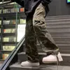 Spodnie męskie modne mężczyźni spodnie Hip Hop workową kostkę Związane streetwear koronki z szeroką nogą