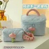 Cosmetic Bags 1 Set Solid Color Flower Makeup Bag Zipper Large Soft Corduroy Female Travel Make Up Beauty Case Dropship