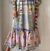 Robes décontractées 2024 automne hiver printemps mode banlieue imprimé peint robe à manches longues pour les femmes élégantes