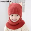 Winter-Kinder-Sturmhauben-Strickmütze für Babys und Jungen mit warmem Fleece-Futter, niedliche Katzenohren-Mützen für Kinder HT073 240124