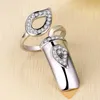 False Nails 1 Set/ 4 Rhinestone Fingernail Ring Finger Tip Adjustable Opening Nail Charms Accessories For Silver