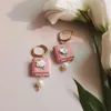 Boucles d'oreilles pendantes en argile polymère, pendentif de livre pour femmes et filles, cerceau de perles géométriques, goutte de fleur, bijoux cadeaux