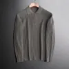ポロシャツメンズ韓国スタイルニットロングリーブポロシャツ温かいビジネスTシャツ男性スリムフィット高品質のブランド服240123