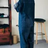 Överdimensionerad denim jumpsuit kostym kvinnor blå denim långärmad playsuits hög midja mode toppar casual outfit kvinnor 240130