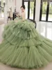 Party Dresses V-Neck Elegant Cocktail Dress Backless Tiered Long Train Spaghetti Strap Tulle Fairy Quinceanera Birthday Beach Prom Gown