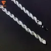 New Arrival Fashion Jewelry Popular White Gold Plated S925 Iced Out 8mm Vvs Moissanite Hip Hop Rope Chain Necklace for Men