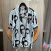 Camicie casual da uomo American High Street WACKO Maria Camicia Hawaiian Vacation Style Manica corta Film Ritratto Stampa T-shirt Uomo Donna