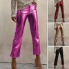 Pantalon féminin Faux en cuir Femmes Slim élégant Slim Fit avec des poches de fermeture à fermeture éclair pour les fêtes de club