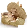 Första vandrare Baby Gold Princess Shoes Bekväma mjuka spädbarnsbarnflickor Sole Crib Toddler Born Sandals Drop Delivery Maternity OT9BE