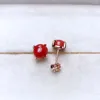 Boucles d'oreilles simples petites rondes naturelles 6 6mm, pierres précieuses de corail rouge, argent S925, cadeau de mariage pour femmes, bijoux fins