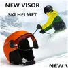 Équipement de protection Moon Casque de ski professionnel Halfered Integralymolded Sports Homme Femmes Ski de neige Casques de snowboard avec lunettes Vis Otjla