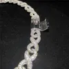 Iced Full Charm Armband Out Classic Box Clasp Moissanite Cuban Link Chain Fine Hip Hop Men smycken halsband bling diamant li2m