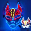 Máscaras de fiesta Máscara de zorro de Halloween Cosplay LED Resplandor Japonés Colorf Luz de neón El en la oscuridad Club Props Fy0276 Entrega de gotas Inicio Garde Dhxi9