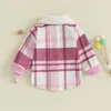 Jackor Toddler Kids Boy Girl Fall Clothing Winter Jacket Plaid Flannan Skjorta Pälsknapp Knapp ner Utrotning 1T 2T 3T 4T 5T -outfit