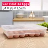 34 GRID EGG BOX EGGS TRAY MED LID DRACHER FÖRSKAPINGSFALL HOLLER Kylskåp Organiserförvaring Kök Matbehållare 240125