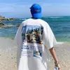 Peyzaj Grafik Baskı T Shirt Erkekler İçin Yaz Sokak Giyim Mektubu Pamuk Kısa Kollu Üstler Hip Hop Moda Y2K Büyük boy T-Shirt 240129