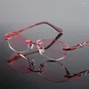 Zonnebrilmonturen Randloze op maat gemaakte bril Mode Optische bijziendheid Verziendheid Dames Diamond 73