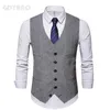 Misturado de algodão masculino colete terno fino coletes vestido de negócios colete ajuste singlebreasted formal sem mangas jaqueta casual 240119