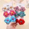 Accessori per capelli 6 pezzi / set Fermagli per fiori per ragazze Copricapo per maglieria in lana Fatto a mano all'uncinetto Piccolo soffio Forcine per bambini Cute Baby