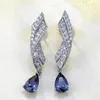 Studörhängen 2024 S925 Silver Tanzanian Blue Zircon Small Style Fashion Everyday Mångsidig