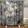 Rideau de douche en grain de bois avec 12 crochets en plastique utilisé pour la décoration de la salle de bain, tissu en polyester imperméable et lavable avec débit 240131