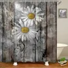 Wood grain shower curtain with 12 plastic hooks used for bathroom decoration polyester fabric waterproof washable with flow 240131