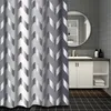 Tenda da bagno geometrica astratta Tenda da doccia per bagno Nordic foglia verde impermeabile con 12 ganci Home Deco Nave libera 240131