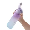 Vattenflaskor 900 ml Sportflaska med tidsmarkör Läcksäker kopp Motiverande bärbar för utomhussport Fitness BPA gratis