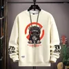 Herrtröjor Spring Sweatshirt Korean Alfabet tryckt långärmad t-shirt modekläder blå o nacke harajuku topp 2024