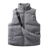 Herenvesten Katoenen vest voor heren Opstaande kraag Nekbescherming Mouwloos Verdikte gewatteerde zakken Warm vest Casual vest met borstzak