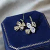 Stud Earrings 2024 Korea's Design Fashion Jewelry 14K Gold Plated Zircon Tulip Flower Elegant Women's Daily Work Accessories