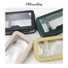 Customized Genuine Leather Travel Cosmetic Bag Fashion Waterproof Toiletry Makeup Storage Clear Pvc 240227