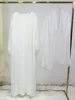エスニック服ラマダンイードムバレク女性ホワイトアバヤ3ピースイスラム教徒セットカフタントルコイスラムヒジャーブドレス着物アンサンブルムスルマン