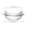 Serviessets Bakpannen Gehard glazen kom met deksel Huishoudelijke opslag Bakvormen Magnetron Verwarming Glaswerk Wit